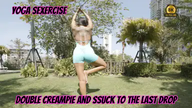 Yoga sexercise double creampie and suck to last drop