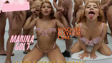 Marina Gold 13 Man Bukkake Blowbang Part One